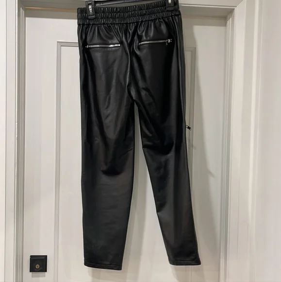 Zara Premium Denim Collection Black Faux Leather Joggers | High Waisted XS - Picture 2 of 4